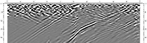 Figure 18. Processed GPR section of Borehole Bf 12, base measurement, direction: up 18. ábra. Feldolgozott lyukradar szelvény a Bf 12 fúrásban, alapmérés, irány: fel Figure 19.
