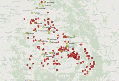 északi területeiről adatolhatók, legkeletebbre a Székelyföld nyugati határvidékén, Marosszék északi részén található Búzaháza,