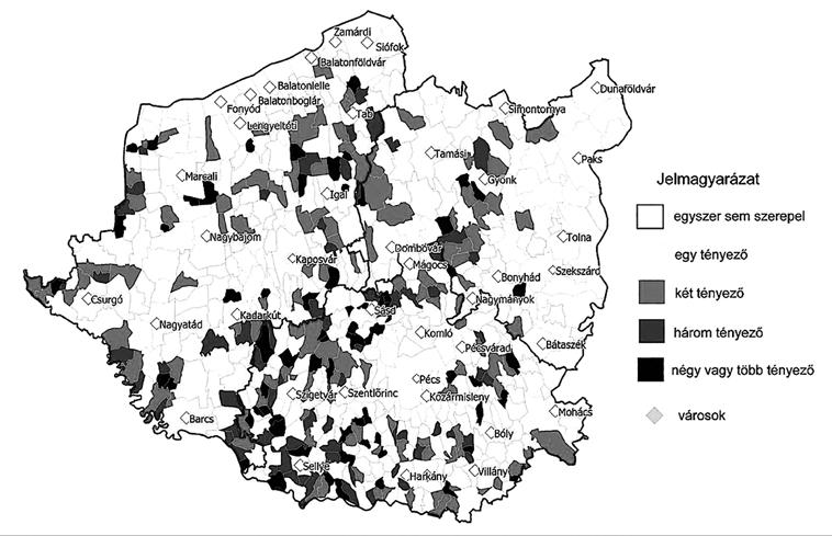 204 Trócsányi András 1. ábra. Perforálódó területek a Dél-dunántúli régióban (Forrás: Máté É.