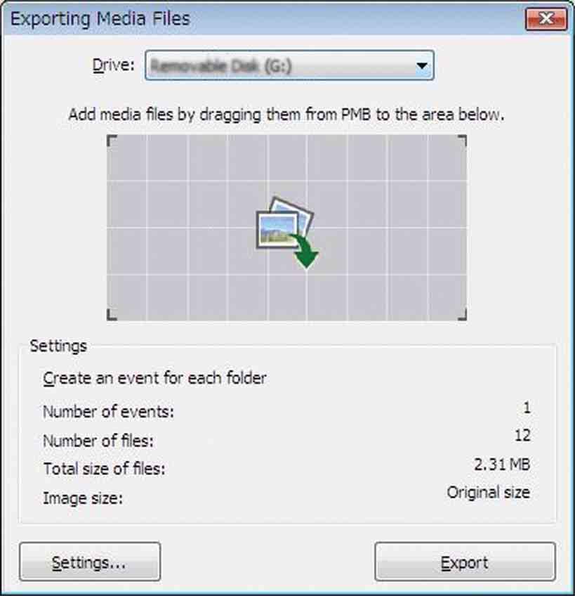 Képek exportálása a fényképezőgépre Ha egy számítógépre másolt képfájl nem található meg a Memory Stick Duo -n, a kép a PMB segítségével a fényképezőgépre exportálva ismét megtekinthető lesz.