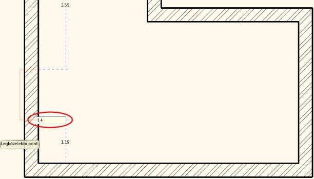 2. Második falkiszögellés létrehozása Hozzon létre egy másik falkiszögellést az előbbi ábra szerint, mely a falsaroktól