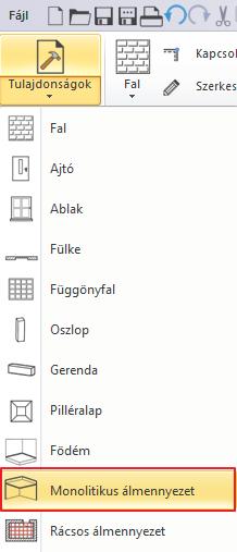 beállítása: Menüszalag / Épület / Tulajdonságok / Monolitikus