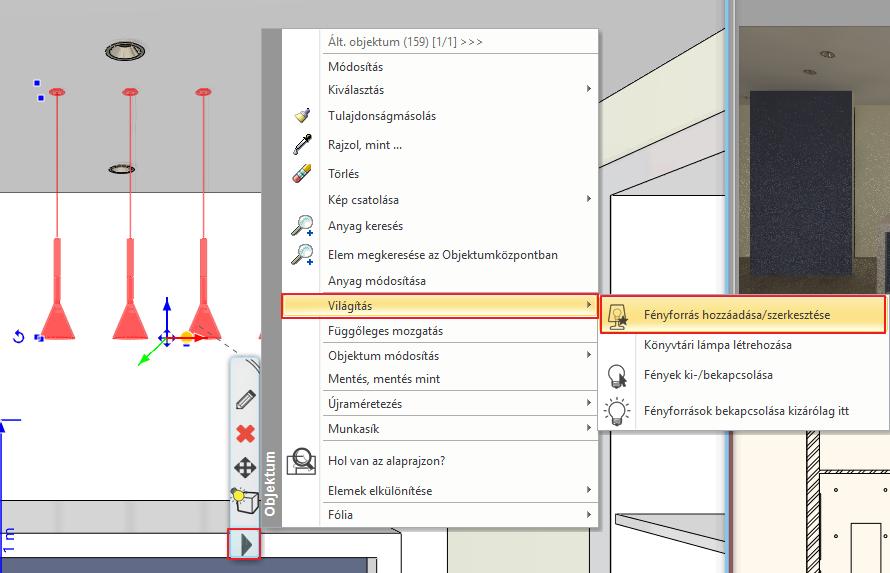6. Workshop: Fények 211 Keresse ki az Anyagkönyvtárból a Króm 02 anyagot. Zárja be OK gombbal a párbeszéd ablakokat. A lámpatestek anyaga módosult, de maga a lámpa még nincs a megfelelő helyen.