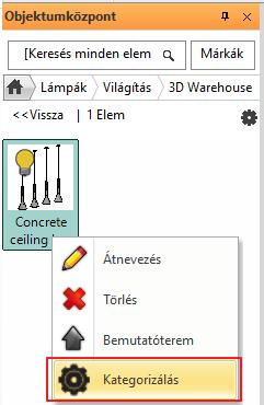 Válassza a megjelenő menüből a Kategorizálás parancsot. Lehetősége van átnevezni a lámpát.