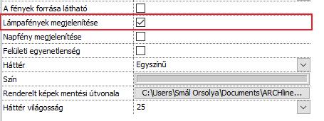 7. Workshop: Rendering 235 Napfény megjelenítése A direkt napfény ábrázolását kapcsolja ki és be.