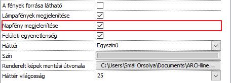 Ha mindkét mód, a Fények forrása és a Napfény is aktiválva van, akkor egy úgynevezett kombinált rendert fog látni, amiben a kettő együtt fog megjelenni.