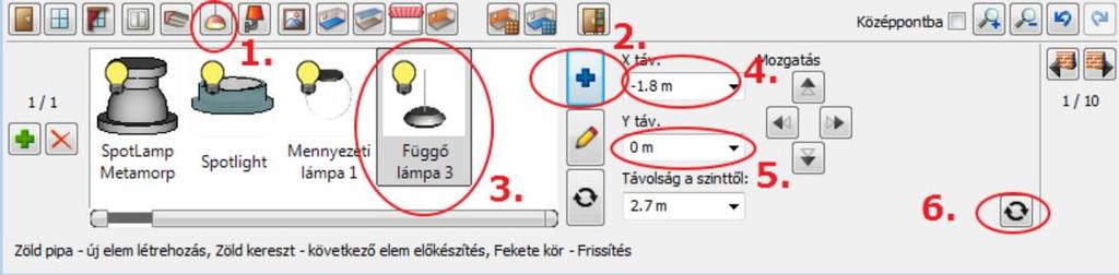 Kattintson a Mennyezeti lámpák ikonra az eszköztárban (1).
