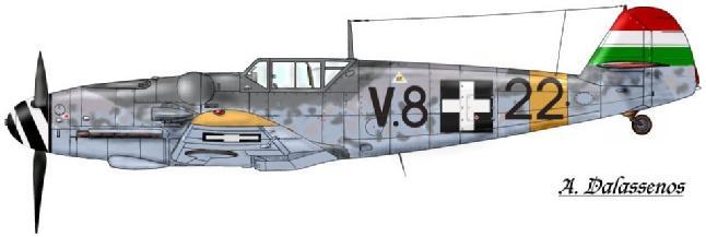 Messerschmitt Bf 109G-6 101/1 FG, Pilot - 2nd Lieutenant Pal Iranyi. Hungary, May 1944.
