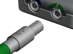 3 Az elektródakábel csatlakoztatása ABR vizsgálathoz 1. Helyezze AccuScreen fejjel lefelé. Az elektródakábel dugóján lévő karmantyú és a szonda aljzata zöld színű. 2.