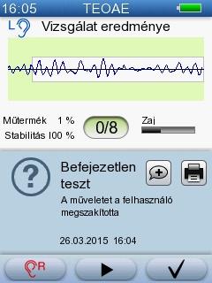 5 Vizsgálat az AccuScreen -el Befejezetlen teszt Ha a vizsgálatot leállították, egy hibaüzenet jelenik meg hamarosan a részletes eredményekkel.