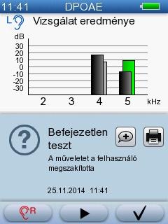 5 Vizsgálat az AccuScreen -el Befejezetlen teszt Ha a vizsgálatot leállították, hibaüzenet jelenik meg.