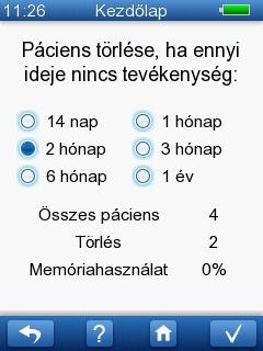 10 Az AccuScreen Adatok kezelése c. részében. Ezzel a Páciensek törlése adott tevékenység nélkül képernyőre navigálhat. 3.