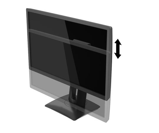 3. Állítsa a monitor magasságát a személyes munkaállomásának megfelelő, kényelmes pozícióba. A monitor legfelső peremének magassága ne haladja meg a szemmagasságát.