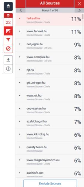 A kizárás célja, hogy a bruttó forrásazonosságot ennek segítségével nettó hivatkozatlan forrásazonossággá redukálhassa az értékelést végző személy. Mit indokolt kizárnia a konzulensnek?