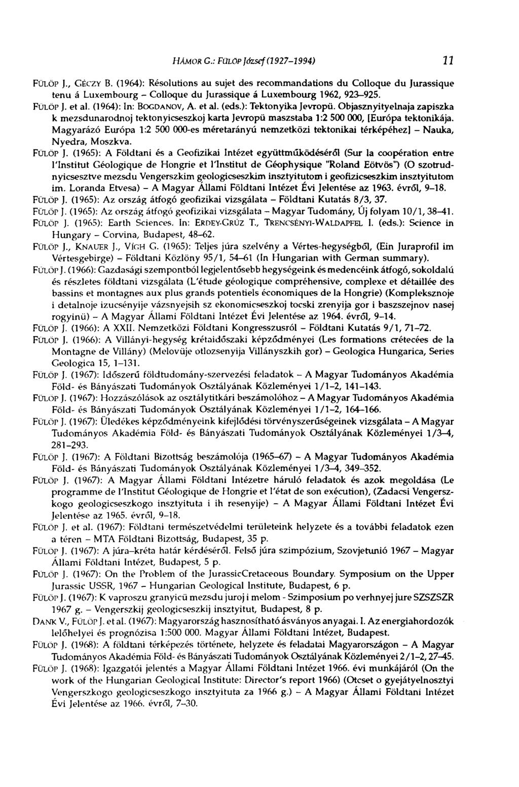 HÁMOR G.: FÜLÖP József (1927-1994) 11 FÜLÖP J., GÉCZY B.