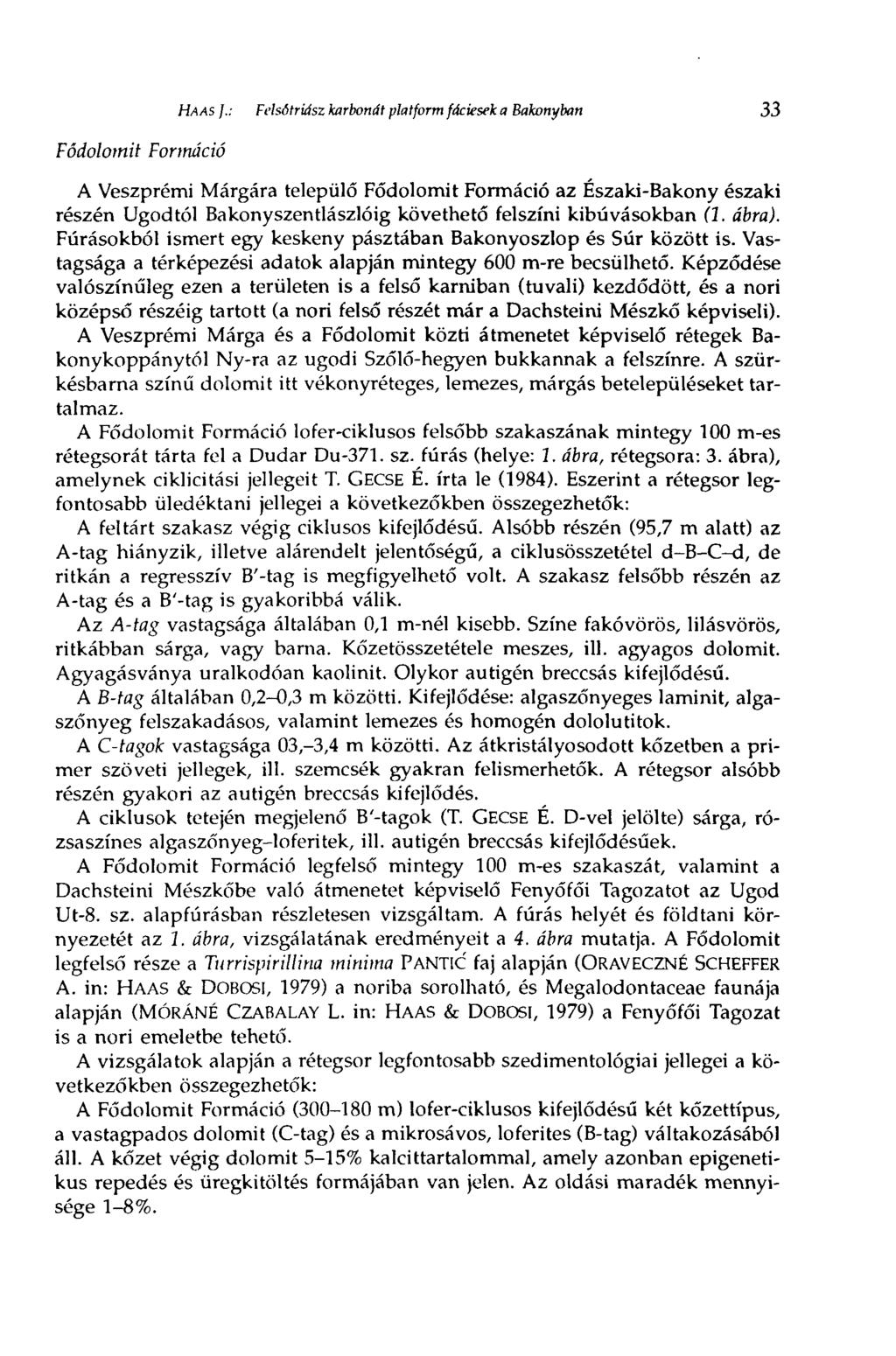 Fődolomit Formáció HAAS J.