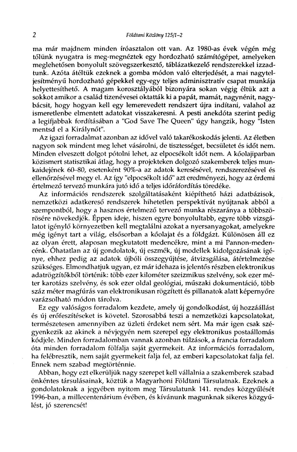 2 Földtani Közlöny 125/1-2 ma már majdnem minden íróasztalon ott van.