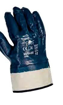 Mănuşi cusute - tricot din bumbac interlock, palma şi degetele imersate în nitril, manşetă rigidă, culoare