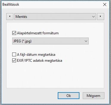 Végül ugyanitt a Mentés alapértékét is JPG-re kapcsoltam BMP helyett.