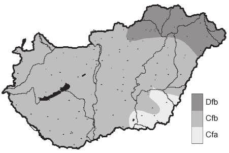 L É G K Ö R 54. évf. 2009. 4. szám 19 A második éghajlati választóvonal a meleg és a forró nyarú helyeket választja el.