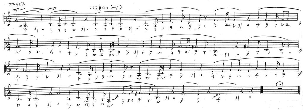 Salvi Nóra: A hichiriki a 20. századi és a kortárs zenében 126 együtt játszanak, immár kötött, 4/4-es ritmusban (CD Track 14).