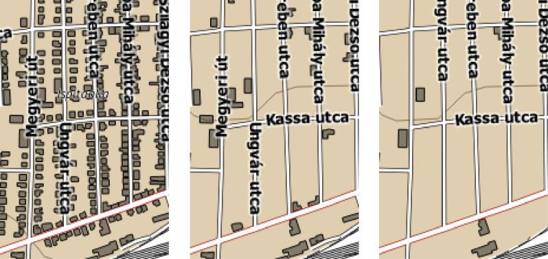 2. ábra A fedettség ábrázolásának különbségei városi és vidéki környezetben (balról: haladó, közepes, kezdő térkép) A Q4 kérdés a domborzatrajz olvasást vizsgálta interaktív módon.