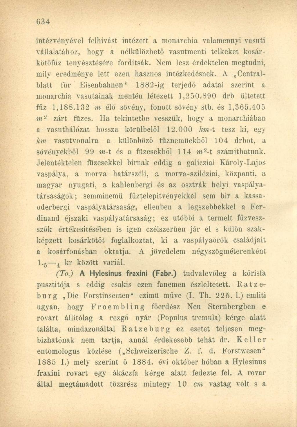intézvényével felhívást intézett a monarchia valamennyi vasúti vállalatához, hogy a nélkülözhető vasutmenti telkeket kosárkötőfűz tenyésztésére fordítsák.