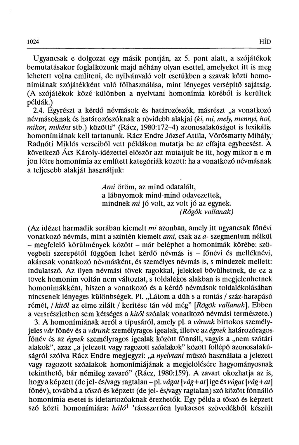 1024 HÍD Ugyancsak e dolgozat egy másik pontján, az 5.