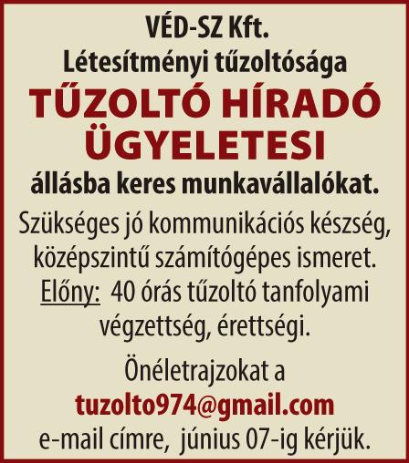 (nettó 240-280 EFt), túlóra lehetőség.