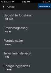 Magyar (HU) 8.3.2 "Status" (Állapot) menü A "Status" (Állapot) menü áttekintést ad a szivattyú aktuális üzemi állapotáról. A menü eléréséhez, csatlakoztassa a szivattyút a Grundfos GO-hoz.