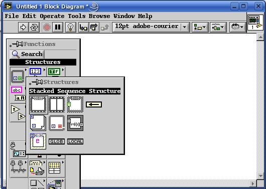 végrehajtása csak akkor kezdődik meg, amikor minden bemenetükre megérkeztek az adatok. A sorrendiség előírására két struktúra létezik a LabVIEW-ban (III.2. ábra).