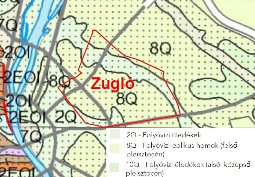 2.2.2. ábra: Magyarország földtani atlasz (forrás: Magyar Földtani és Geofizikai Intézet) Talajtani adottságok a fellelhető talajmechanikai vizsgálatok alapján A kerületben található a Városliget,