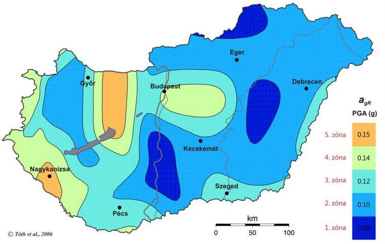 2.11.1. ábra: Magyarország földrengés-veszélyeztetettségi térképe (forrás: MSZ EN 1998-1/EUROCODE 8 szabvány) Mesterséges eredetű katasztrófák A települések katasztrófavédelmi besorolásáról, valamint
