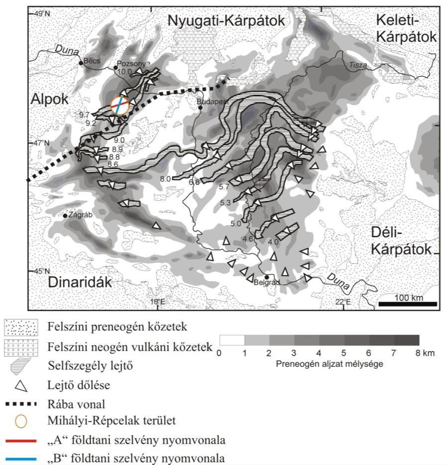 3. A terület földtani háttere Mihályi-Répcelak terület a Kisalföld D-Dny-i részén helyezkedik el a Rábától nyugatra (4. ábra).