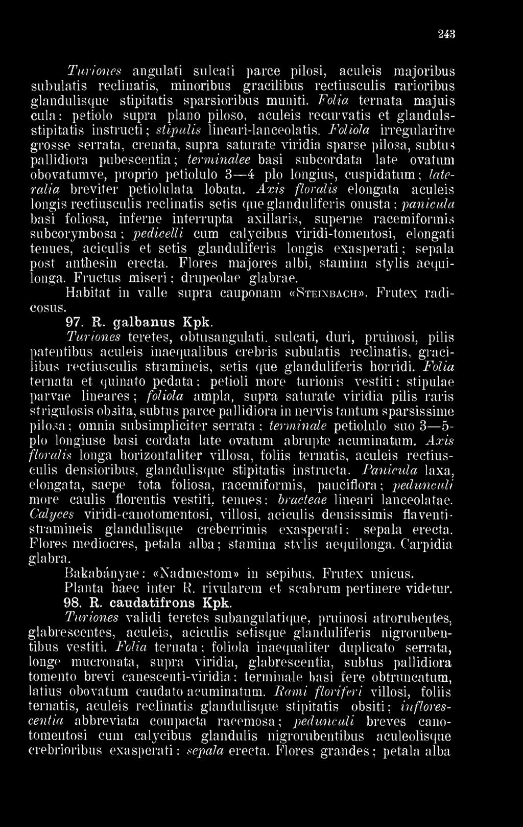 Fólia ternata majuis cula: petiolo supra piano piloso, aculeis recurvatis et glandulsstipitatis instmcti stipulis lineari-ffimceolatis.