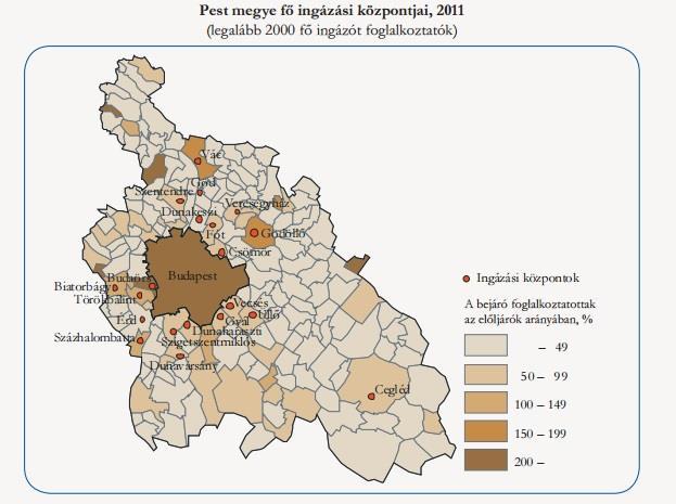 Kartogram Forrás: KSH, Az ingázás