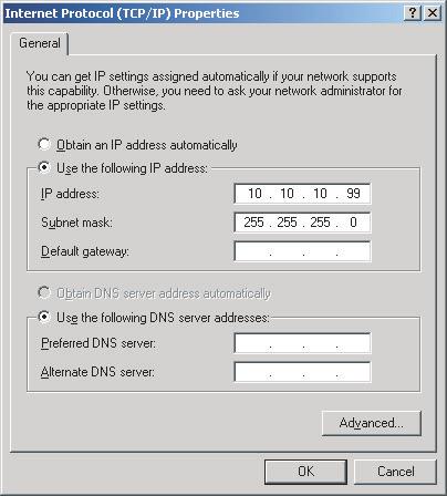 Miután belépett a LAN Settings (LAN beállítások) menübe, adja meg a következő kapcsolódási paramétereket: ± ± DHCP: ± ± IP-cím: 10.10.10.10 ± ± Alhálózati maszk: 255.255.255.255 ± ± Átjáró: 0.