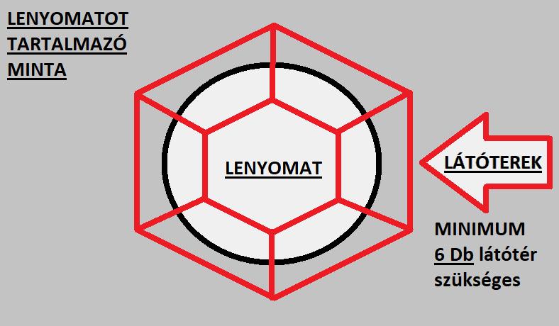 terület volt vizsgálható (59.ábra): 1. a minta széle, amit nem ért nyaláb; 2. a minta közepe, amit a nyaláb ért; 3.