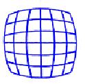 A geometriai torzítási hibák során az optikai rendszer egy egyenest görbén képez le, jellegzetes képviselői a 8.-10. ábrán láthatóak, ezeket legegyszerűbb egy négyzetrács leképezésén szemléltetni. 8. ábra.