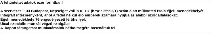 217. év Támogatási program elnevezése: Támogató megnevezése: SZJA 1% NAV központi költségvetés Támogatás forrása: önkormányzati költségvetés nemzetközi forrás más gazdálkodó Támogatás időtartama: