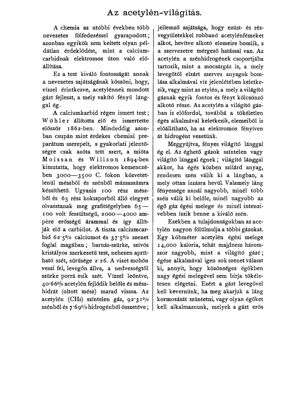 A z a c ety lén -v ilá g itá s.
