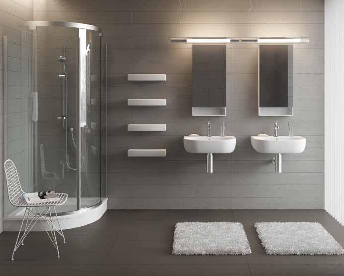 a variabilitás az első helyen Modern design, amelytől derűsebb lesz minden fürdőszoba. Széles, kényelmesen mély mosdók nagyvonalú peremekkel. Fényes fehér fürdőszobabútorok, több tárolóhellyel.