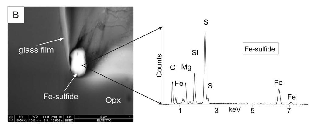 Presence of sulfide within mantle fluid inclusions ECROFI XXI - 2011 Subhedral S-bearing solid phase (Fe-sulfide) has also been identified, sizing in a range between 400 and 1000 nm.
