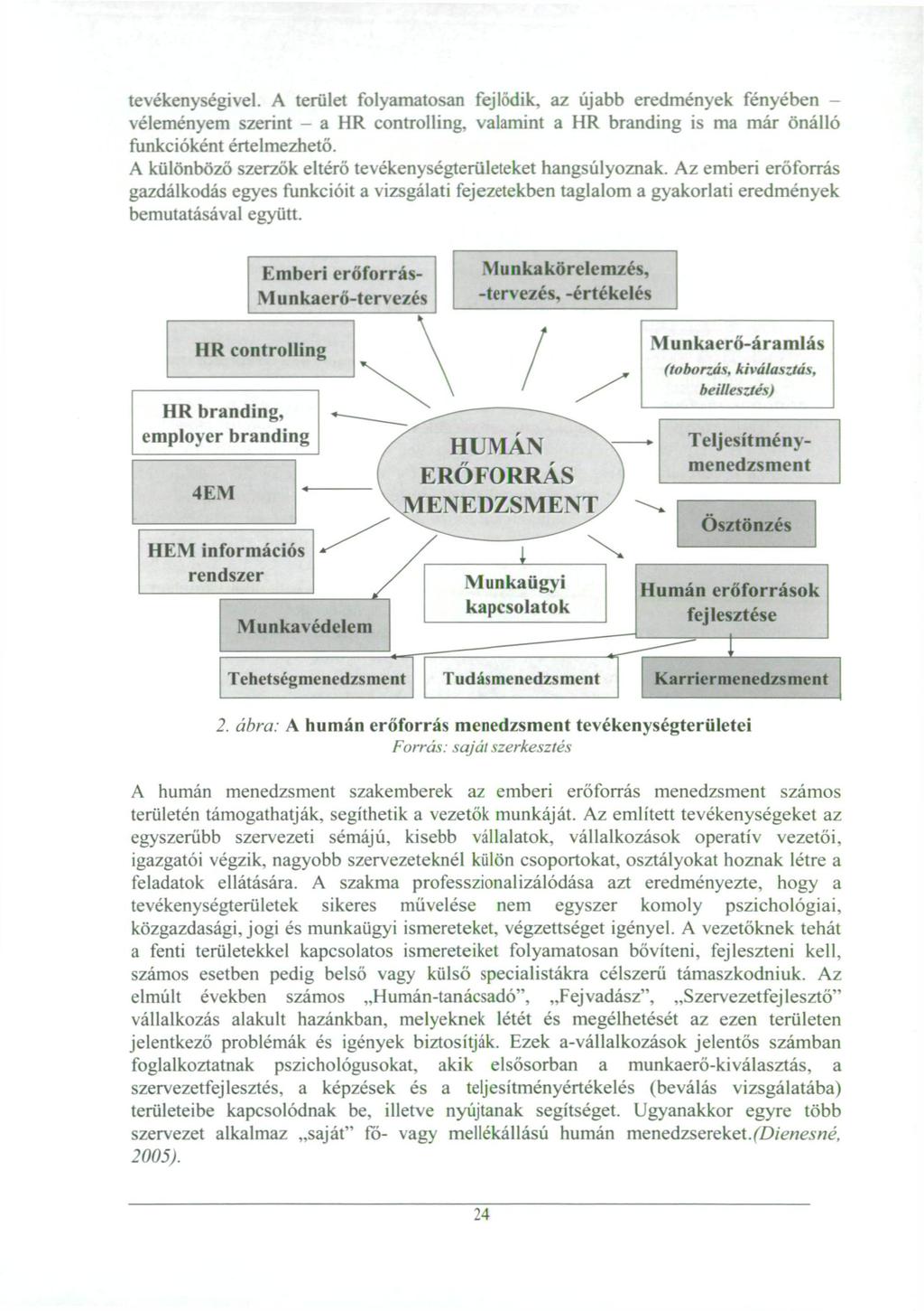 tevékenységivel. A terület folyamatosan fejlődik, az újabb eredmények fényében véleményem szerint - a HR controlling, valamint a HR branding is ma már önálló funkcióként értelmezhető.