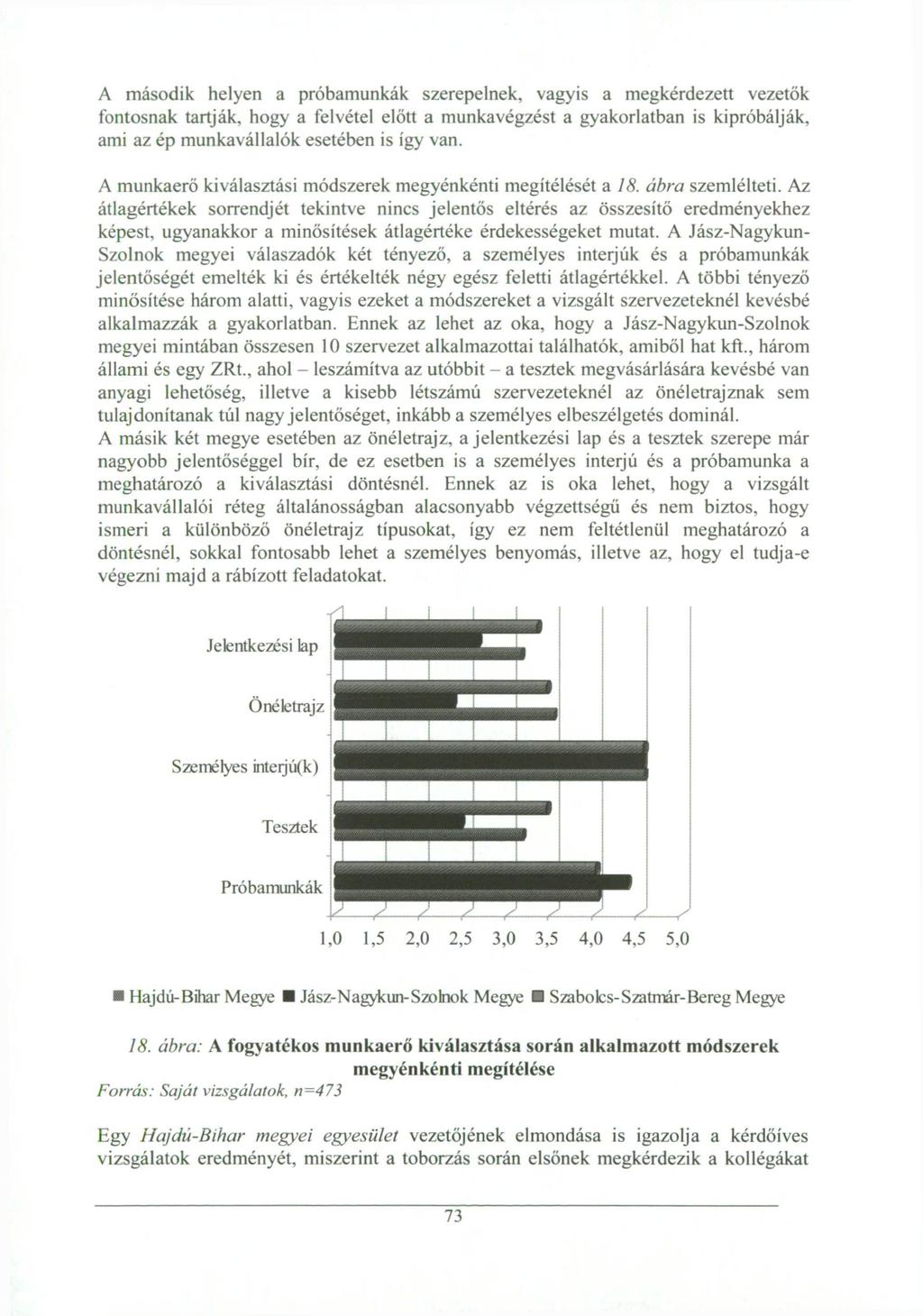 A második helyen a próbamunkák szerepelnek, vagyis a megkérdezett vezetők fontosnak tartják, hogy a felvétel előtt a munkavégzést a gyakorlatban is kipróbálják, ami az ép munkavállalók esetében is