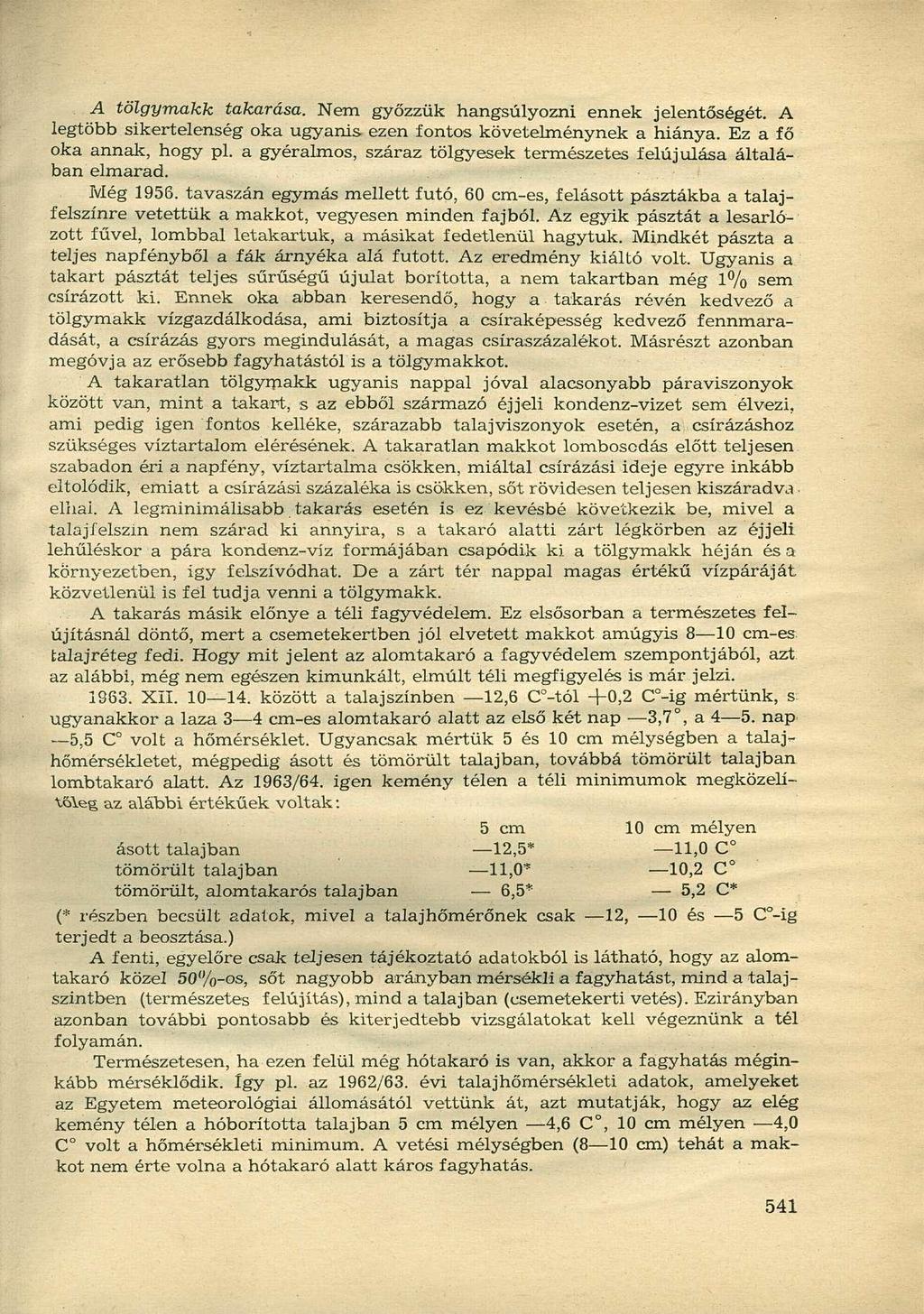 A tölgymakk takarása. Nem győzzük hangsúlyozni ennek jelentőségét. A legtöbb sikertelenség oka ugyanis ezen fontos követelménynek a hiánya. Ez a fő oka annak, hogy pl.