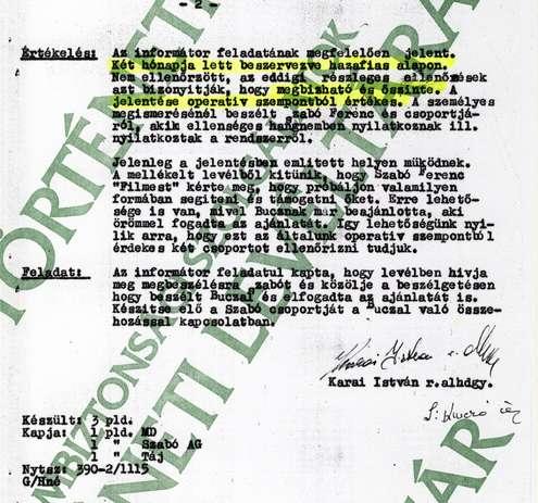 Kapcsolatai jó hírszerző lehetőségeket biztosítottak számára az ellenséges politikai beállítottságú személyek ellenőrzésére, felderítése tekintetében. [Dr. Kmeczó István (1928.01.01.) Katona Margit.