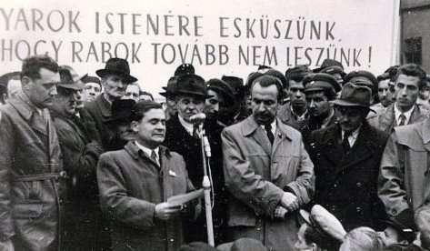 rabkórházba került. Tíz év után, az 1956-os forradalom és szabadságharc idején szabadult. Október 31-én több ezer ember előtt Kaposvárott mondott szenvedélyes hangú gyújtó beszédet, másnap Siófokon.