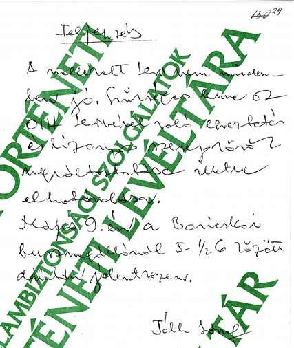 Polonyi az állambiztonsági tisztnek: a baricskai buszmegállónál jelentkezem [Szilágyi Dezső AV-2 r. százados (1923. május 25., Margitta, Szőke Anna) a Veszprém megyei RFK. III/II.