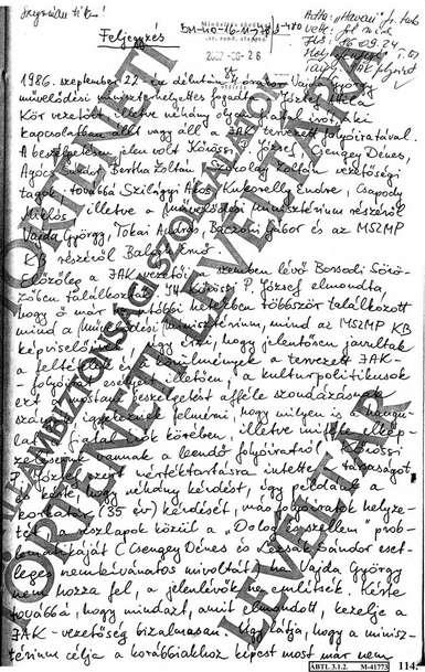 Szokolay jelenti 1986-ban, Tárgy: JAK folyóirat [1986-ban egyébként egy másik sikeres bölcsésszel erősít a BM. III/III Tolna megyében: Dr.